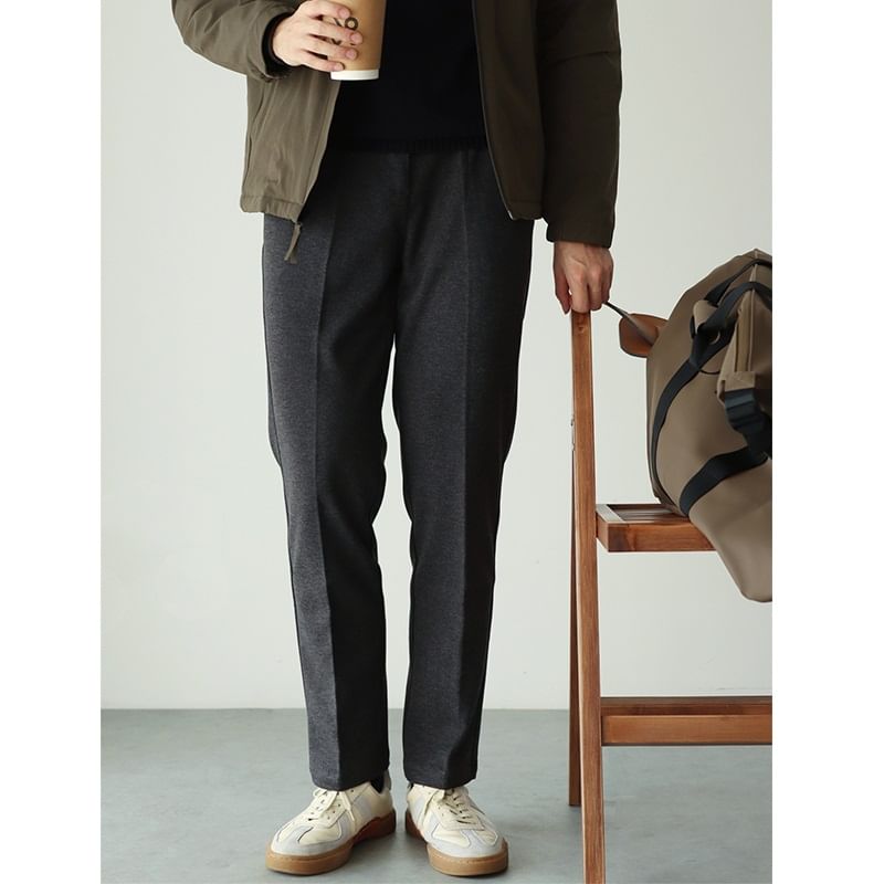 Zentrus - Mid Rise Plain Crop Tapered Dress Pants