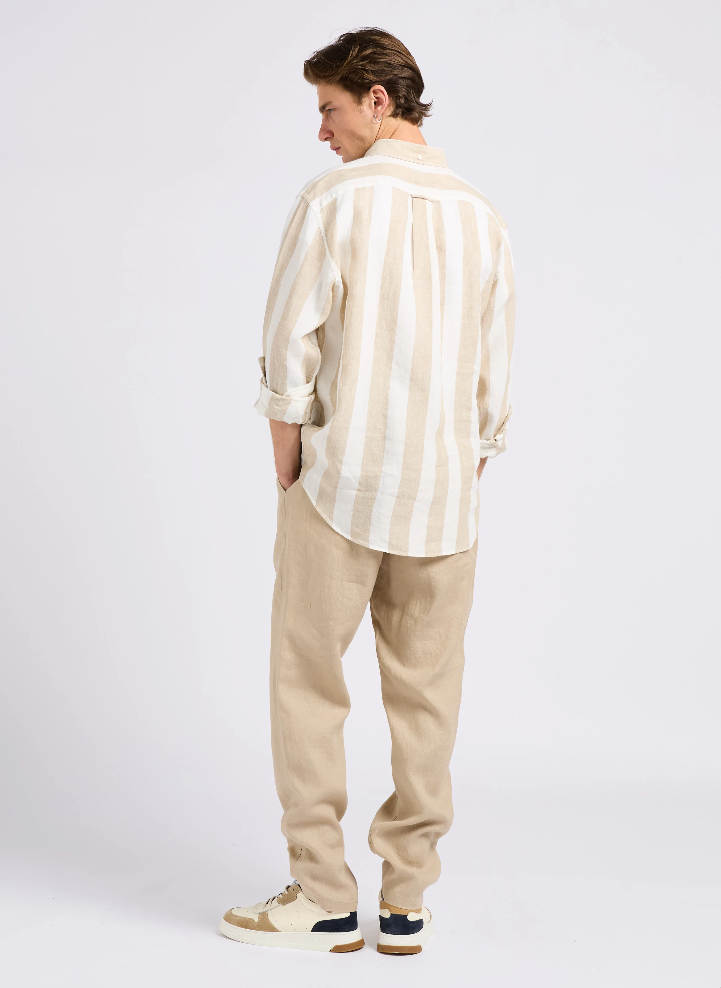 Pantalon droit en lin | Gris