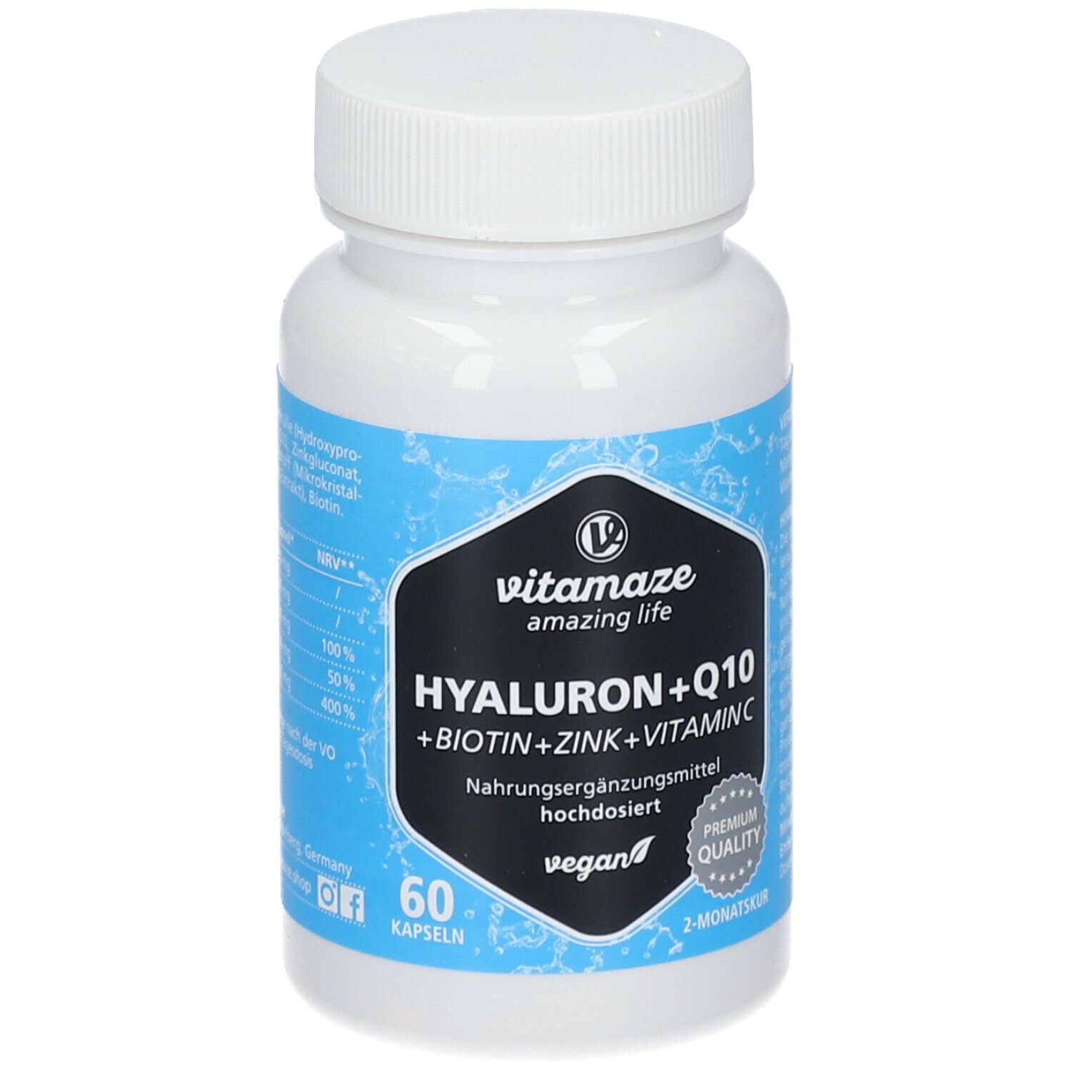 HYALURONSÄURE 200 mg hochdosiert + Coenzym Q10 vegan