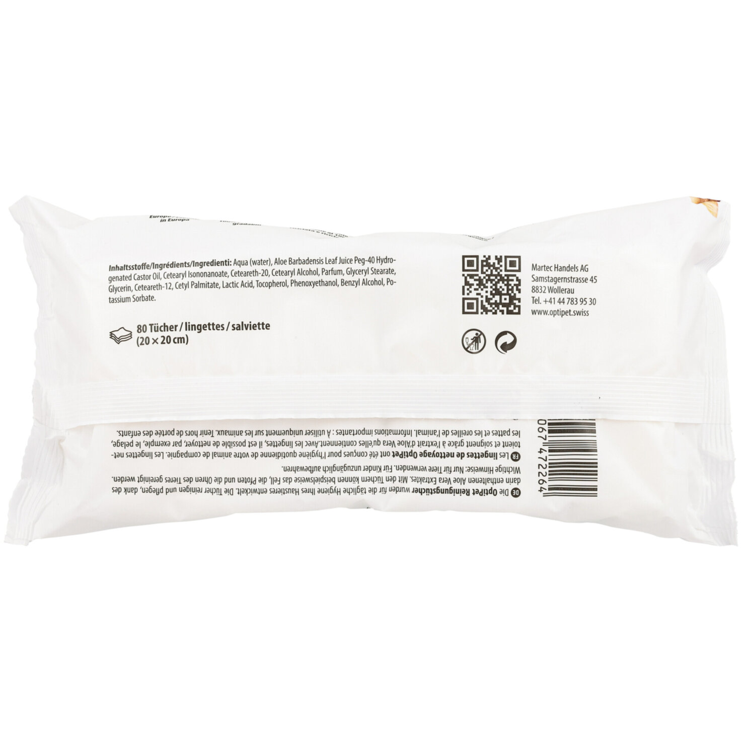 Optipet Pet Wipes Reinigungstücher 80 Stück