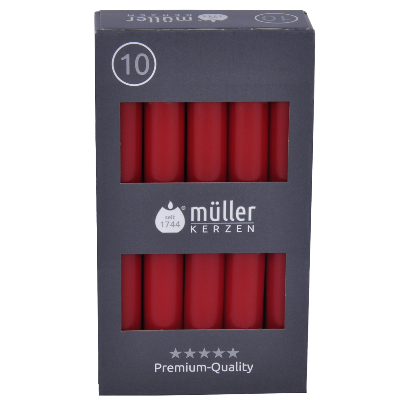 Tafelkerzen 10er-Pack - karminrot