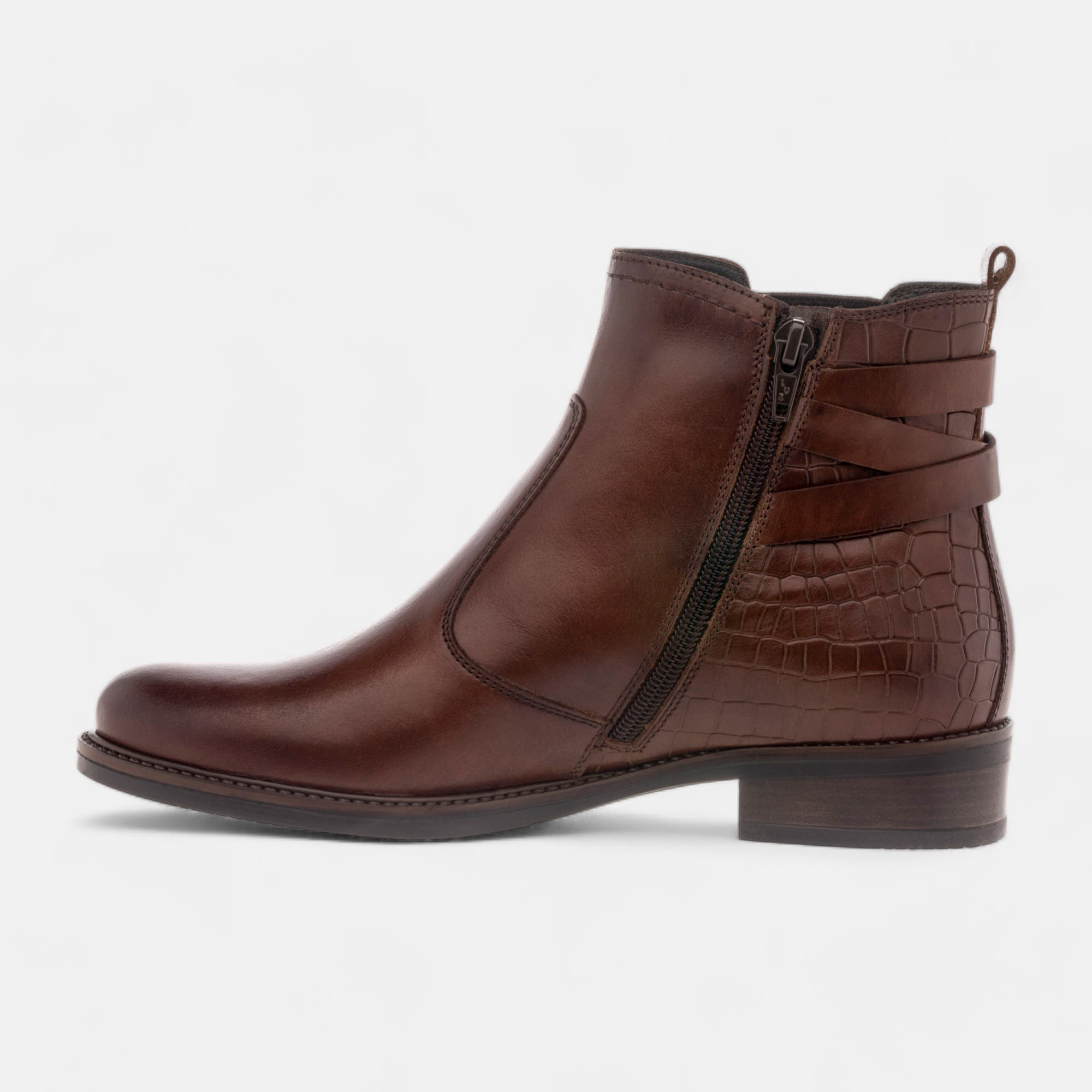 Bottines Femme en cuir cognac