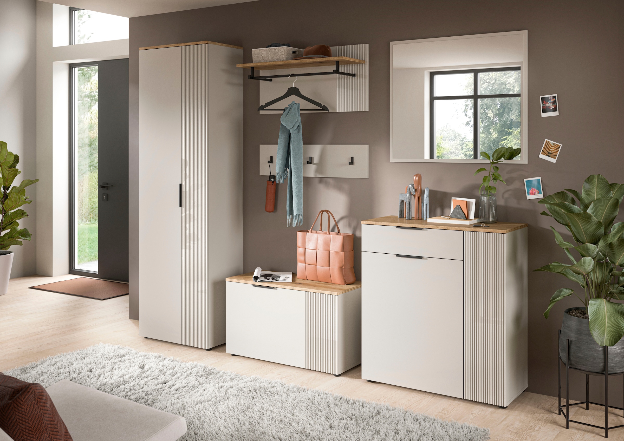 INOSIGN Garderobenschrank »EDIL, Höhe 190cm, 2 Türen, 5 Böden, 6 Fächer« moderne Farbkombination, Platz für ca. 18 Paar Schuhe,  Kleiderschrank, Flurschrank, Hochschrank, Stauraumschrank