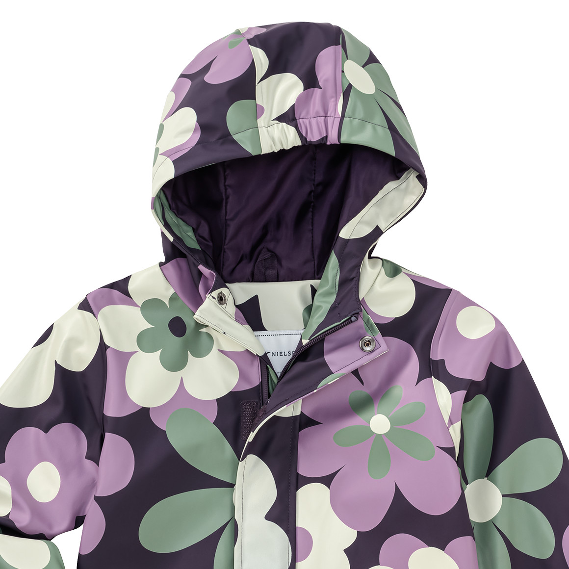Jonas Nielsen Mädchen Regenjacke mit Blumen-Print dunkellila / creme / helllila