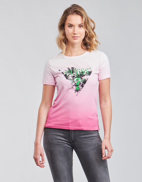 Guess - SS CN PALMS TEE - Rose / Multicolore