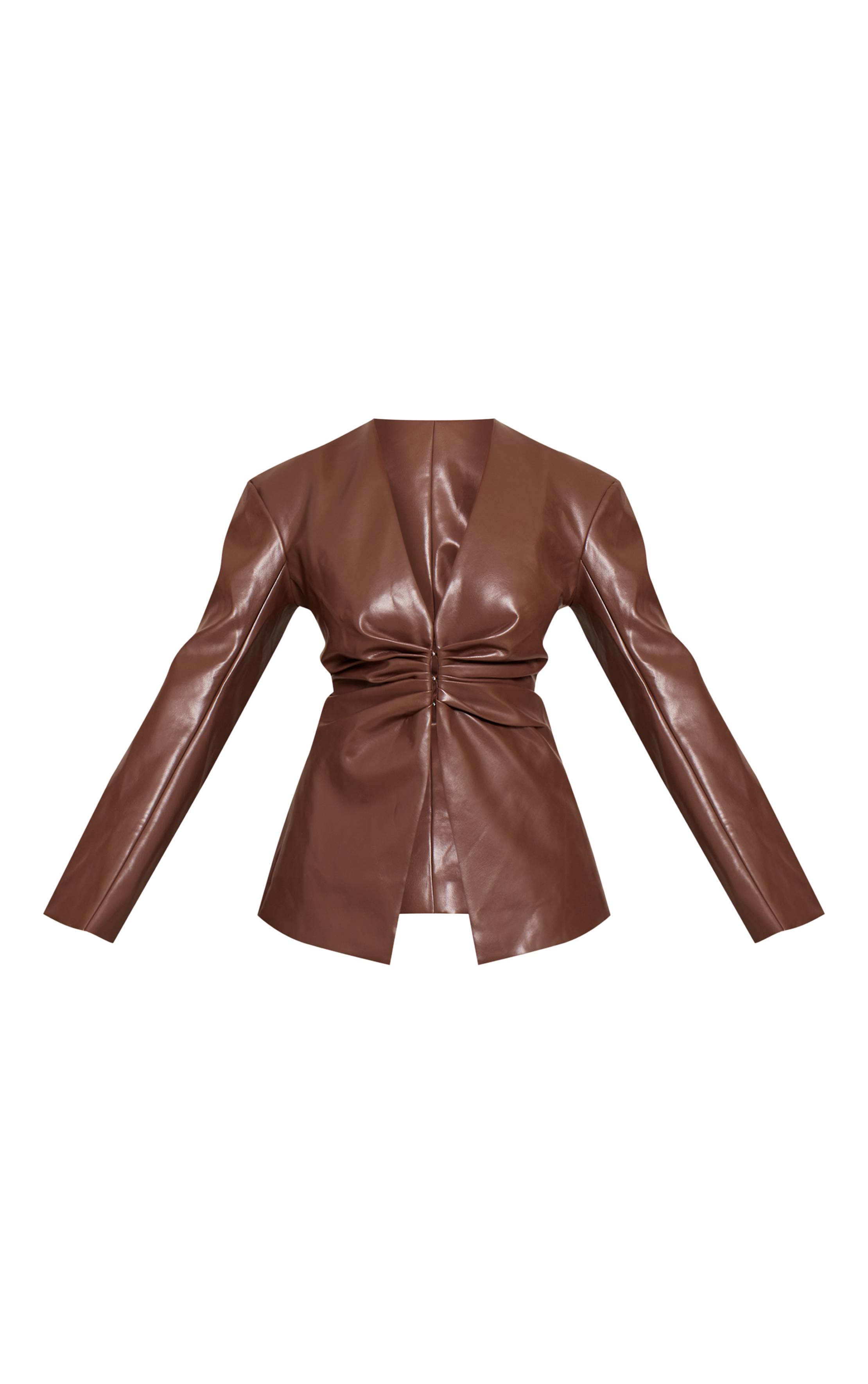 Chocolat Blazer Shape En Synthétique Avec Fronces Sur Le Devant