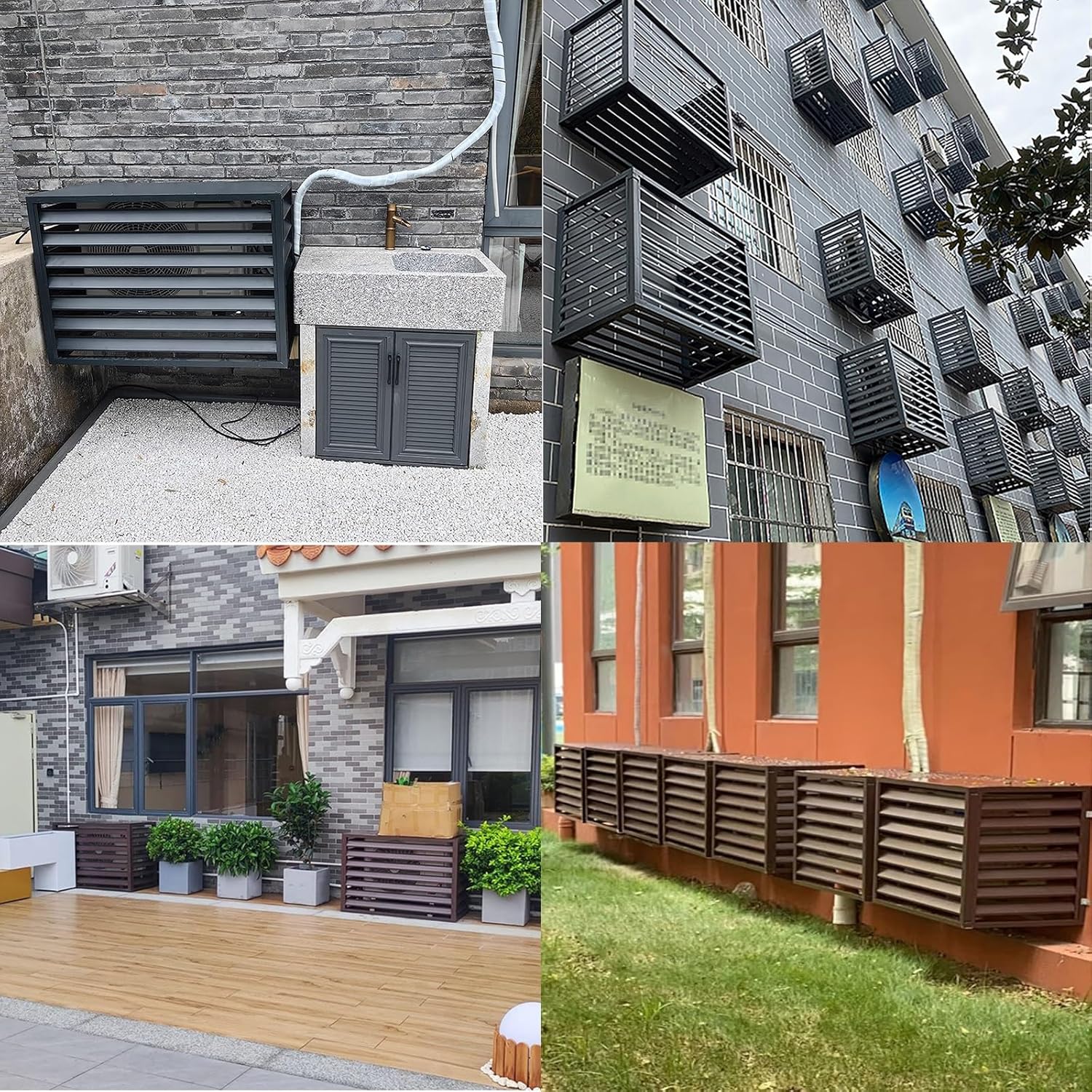 Klimaanlagen Abdeckung Aus Aluminium,Cover Schutzgitter Für Wärmepumpen,Abdeckung Klimaanlage Außengerät,Schutzgehäuse Aus Klimageräte Oder Wärmepumpe,Zum Verstecken Und Schutz Ihrer Klimaanlage (Col