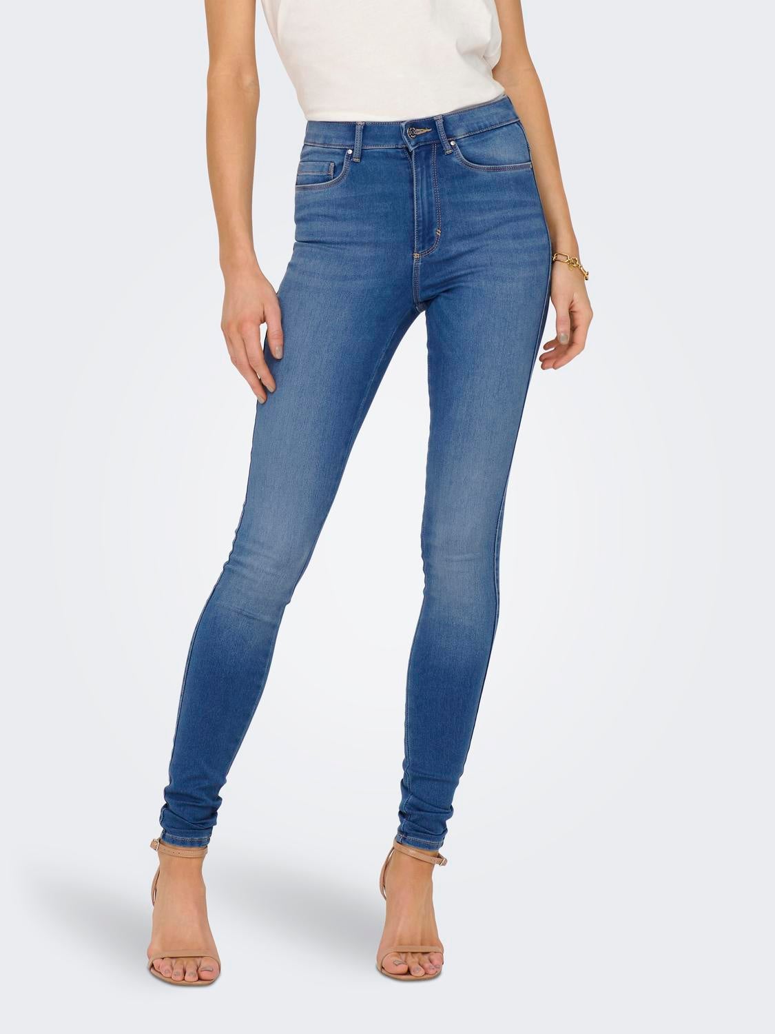 ONLROYAL Hohe Taille Skinny Fit Jeans Light Medium Blue Denim