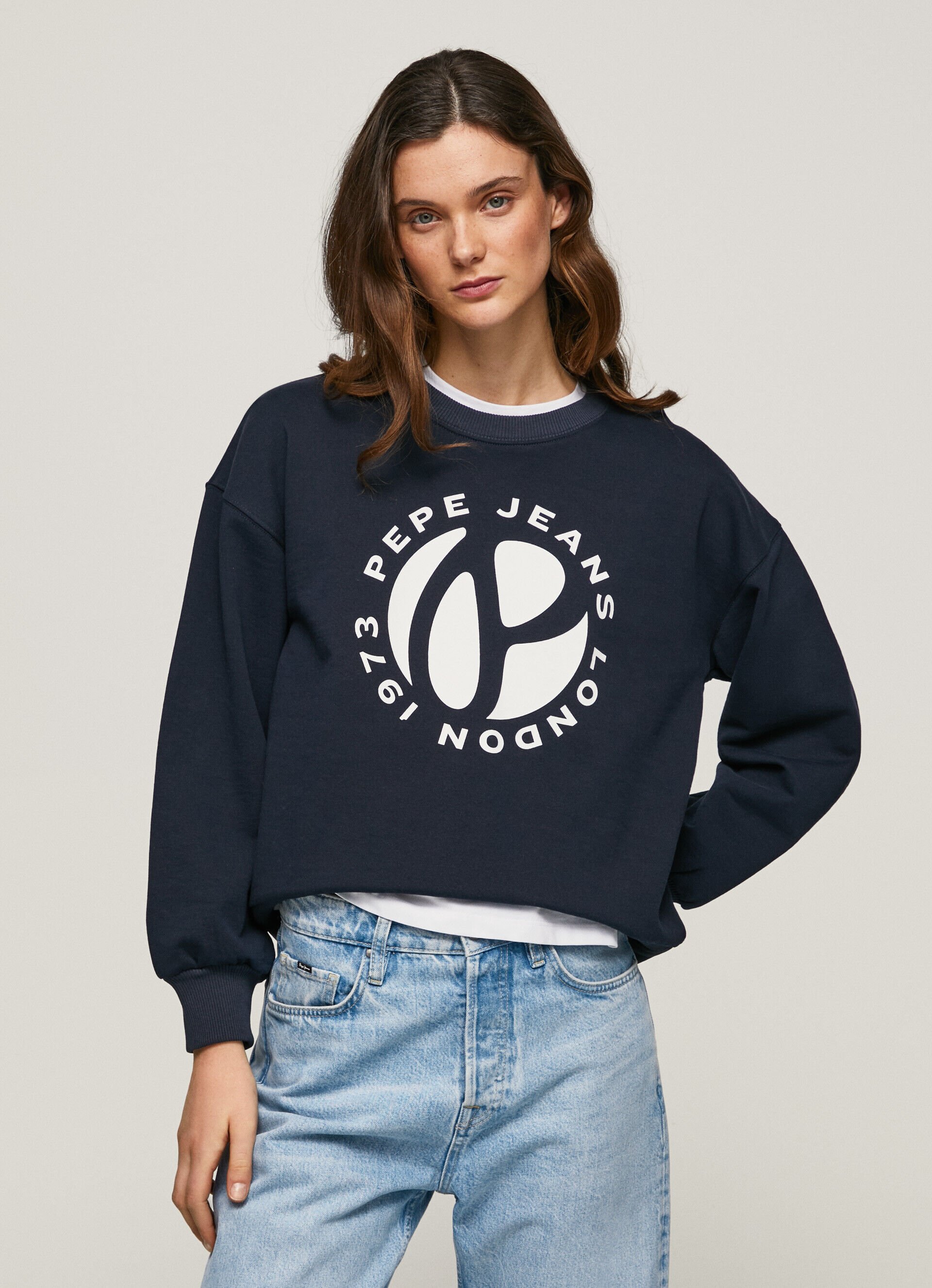 Moletom de algodão com logo circular - azul dulwich