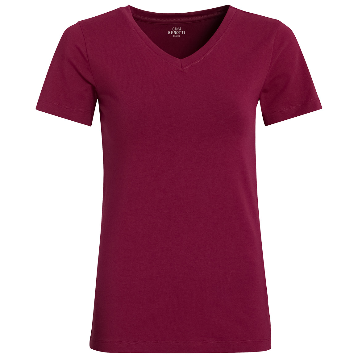 Gina Benotti Damen T-Shirt mit V-Ausschnitt dunkelrot