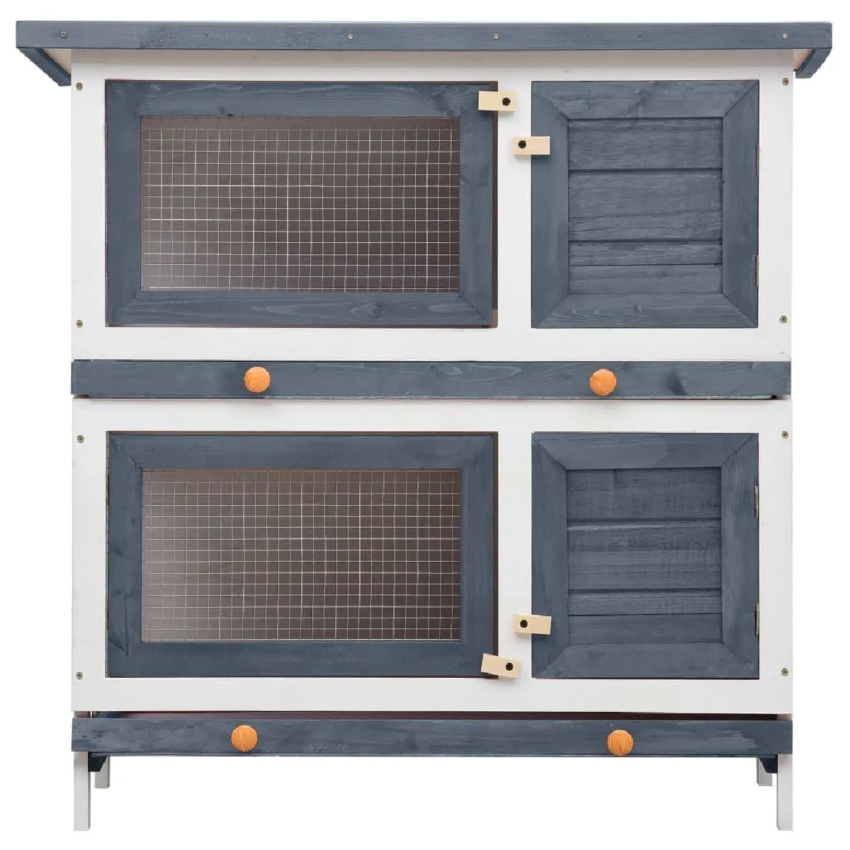 Helloshop26 Clapier extérieur 4 portes 90 x 45 x 90 cm Gris