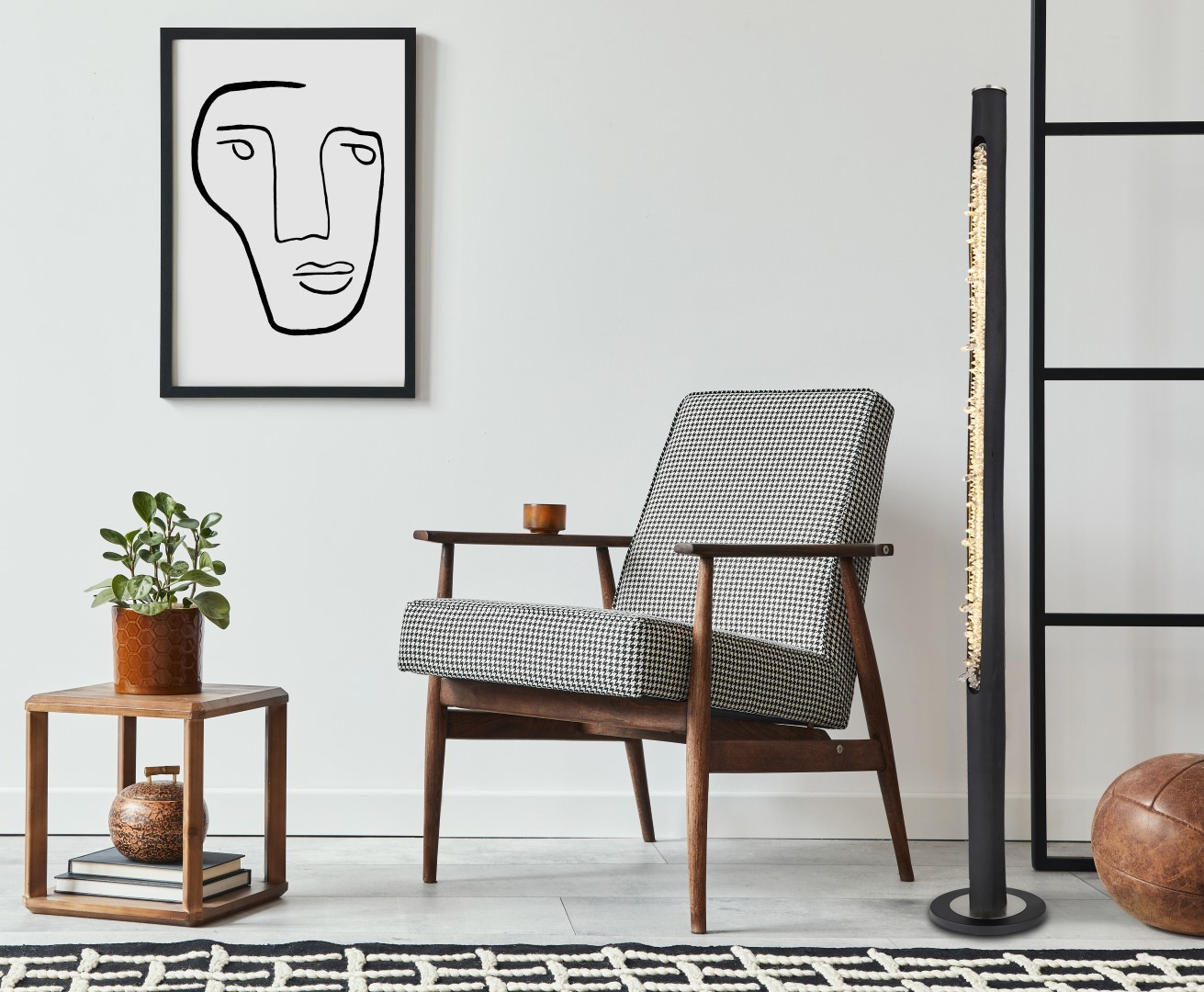 LED-Stehleuchte - Burned Wood-silber - dimmbar - 151 cm