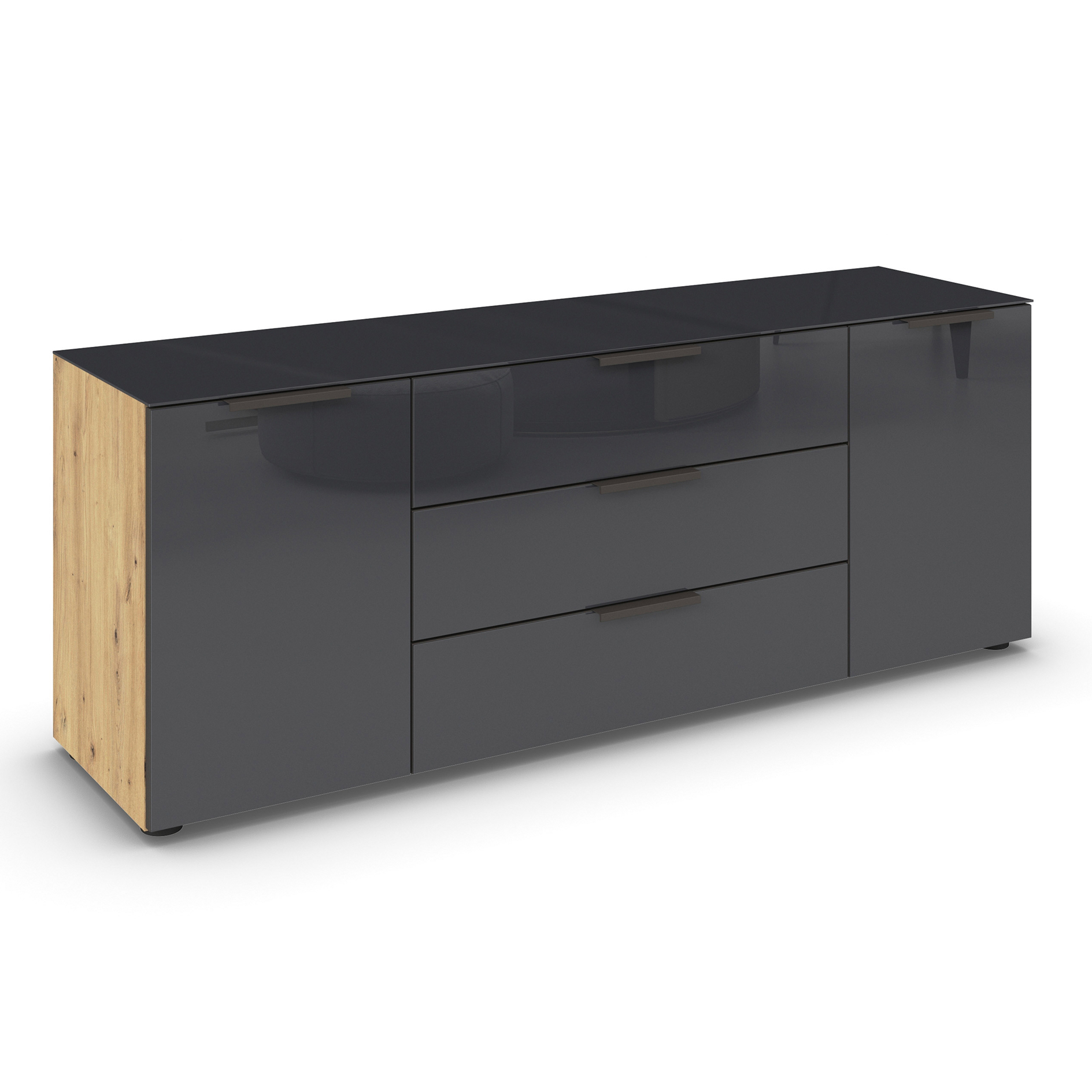 Lowboard - Artisan Eiche-Basalt - Glas - 160 cm