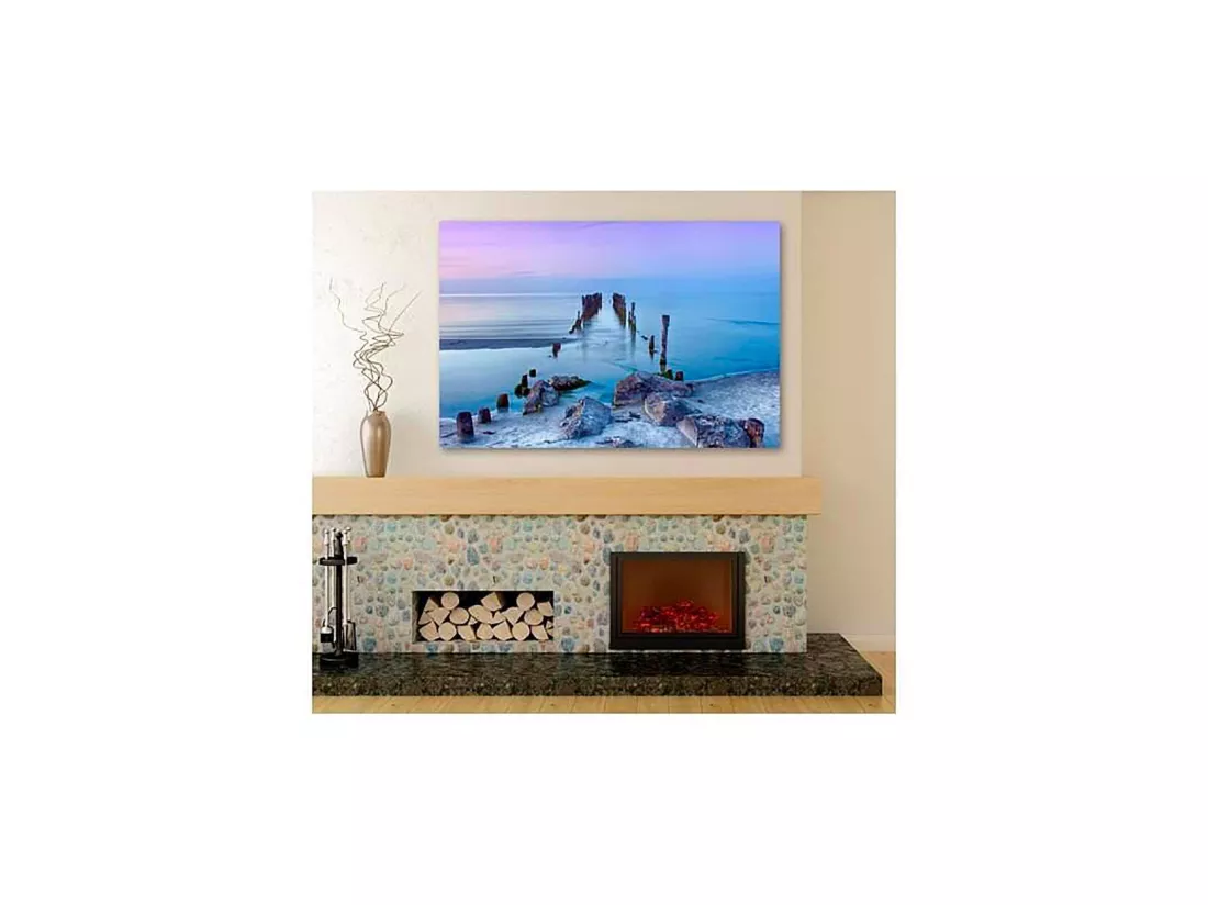 Tableau bois ancienne jetée sur la côte de la mer baltique - 120 x 80 cm