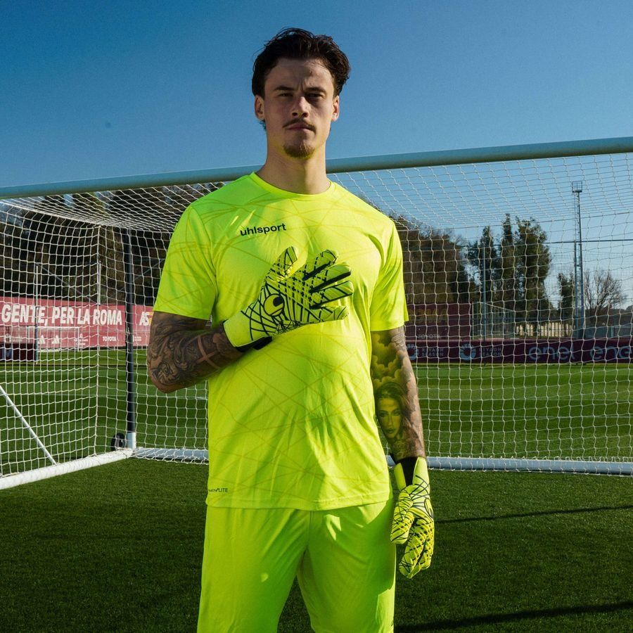 Uhlsport Gants de Gardien Prediction Energy Ultragrip HN - Jaune Fluo/Bleu Marine