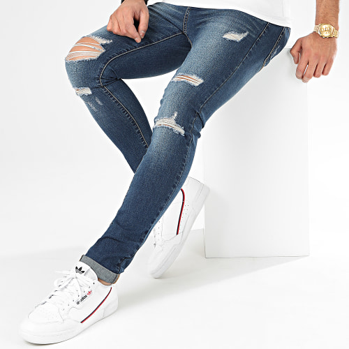 Jean Skinny Avec Déchirures 72176-2 Bleu Denim