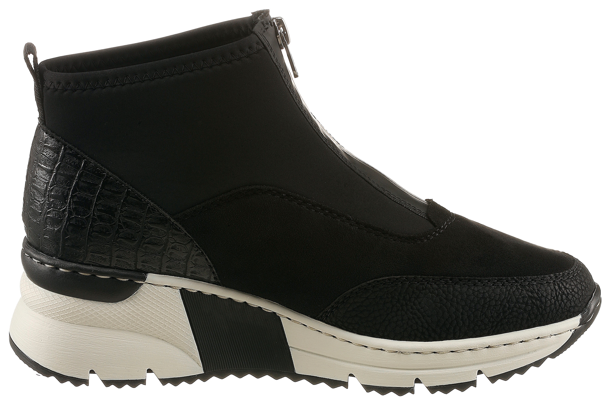 Rieker Schlupfboots  Stiefelette, High Top Sneaker mit Reissverschluss auf der Vorderseite
