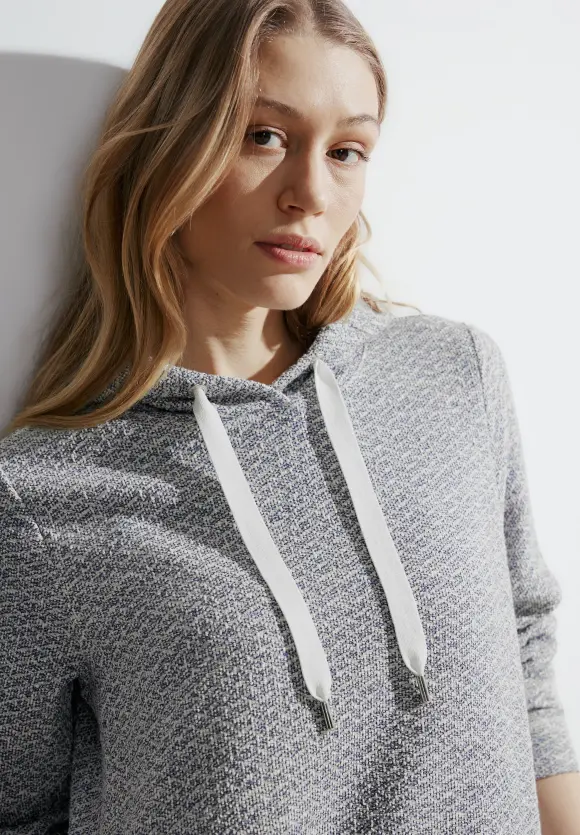 Bouclé Hoodie Kleid - casual denim blue