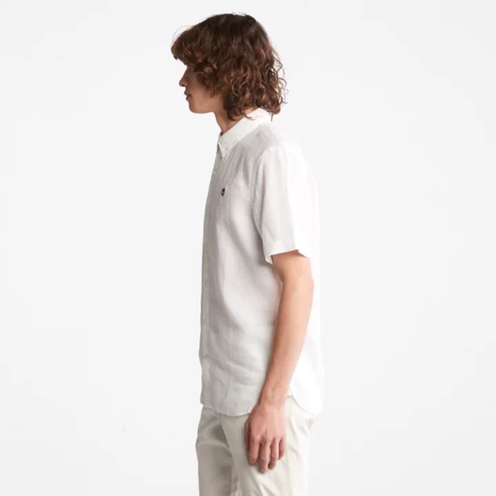 Chemise en lin Mill Brook pour homme en blanc