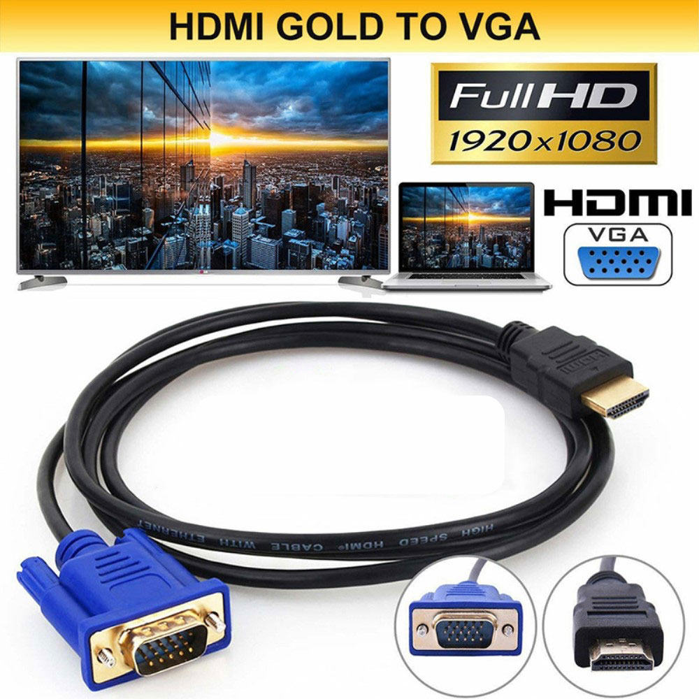(1.8m) HDMI auf VGA 1080p@60Hz Adapter Kabel für MacOS / PC - Schwarz