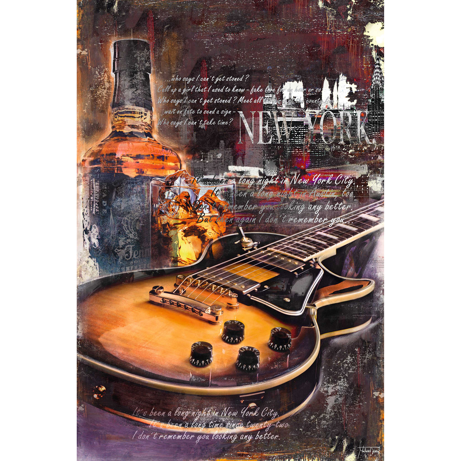 Deco Panel GUITAR BLUES NIGHT ONE - 60x90 cm