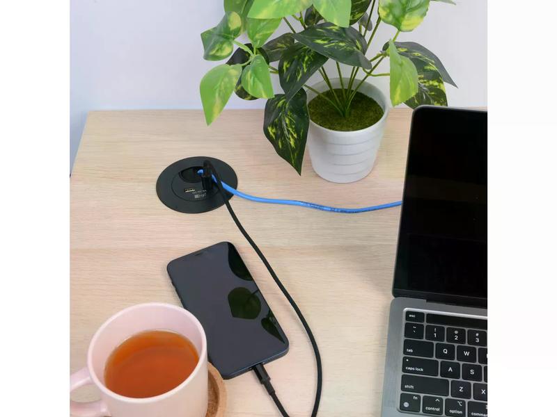 Max Hauri USB-Ladesteckdose USB A C mit Kabeldurchführung, Kabeldurchführung mit USB A und USB C Charger