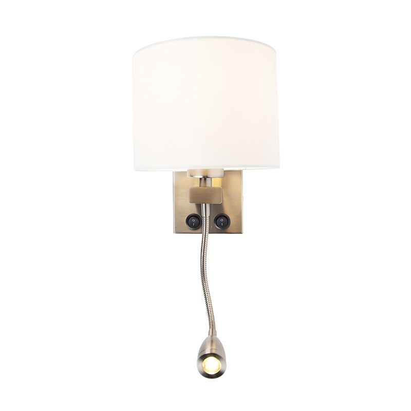 Moderne wandlamp staal met witte kap - Brescia