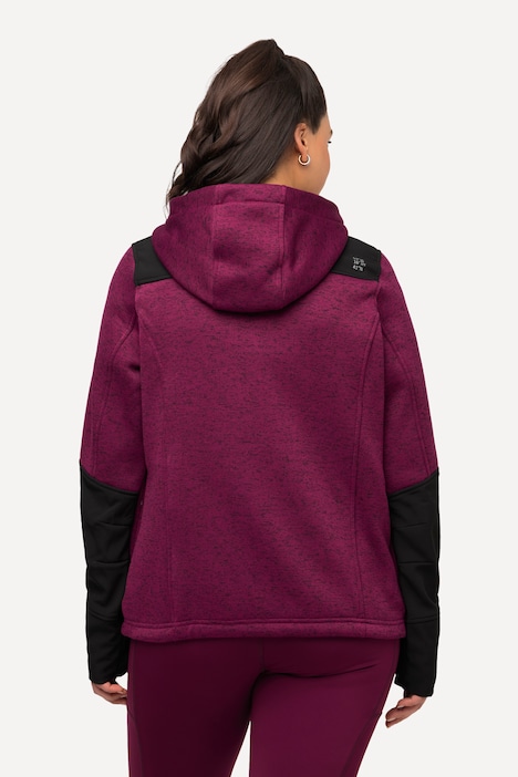 Fleecejacke, Reflektordruck, Kapuze, Daumenloch