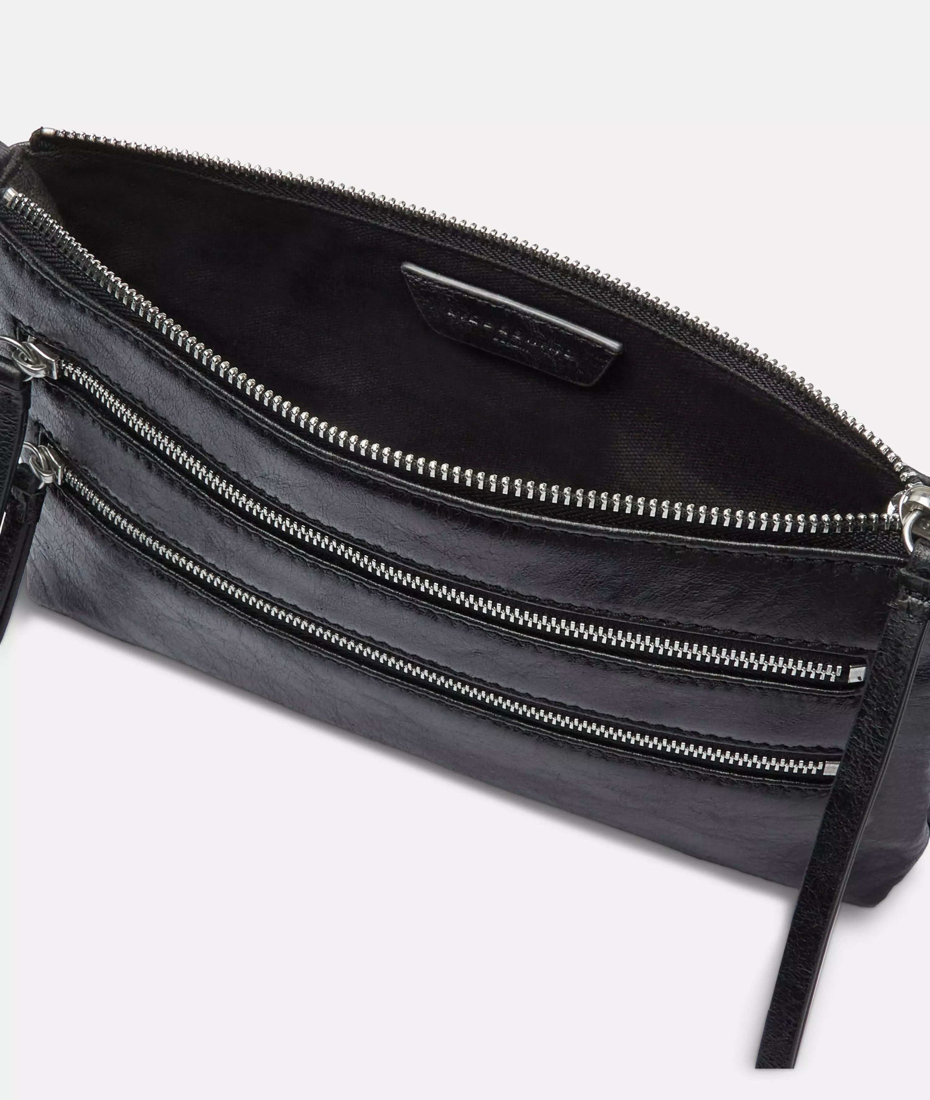 Crossbody Handy shoulder bag in soft lamb leather with crinkle effect