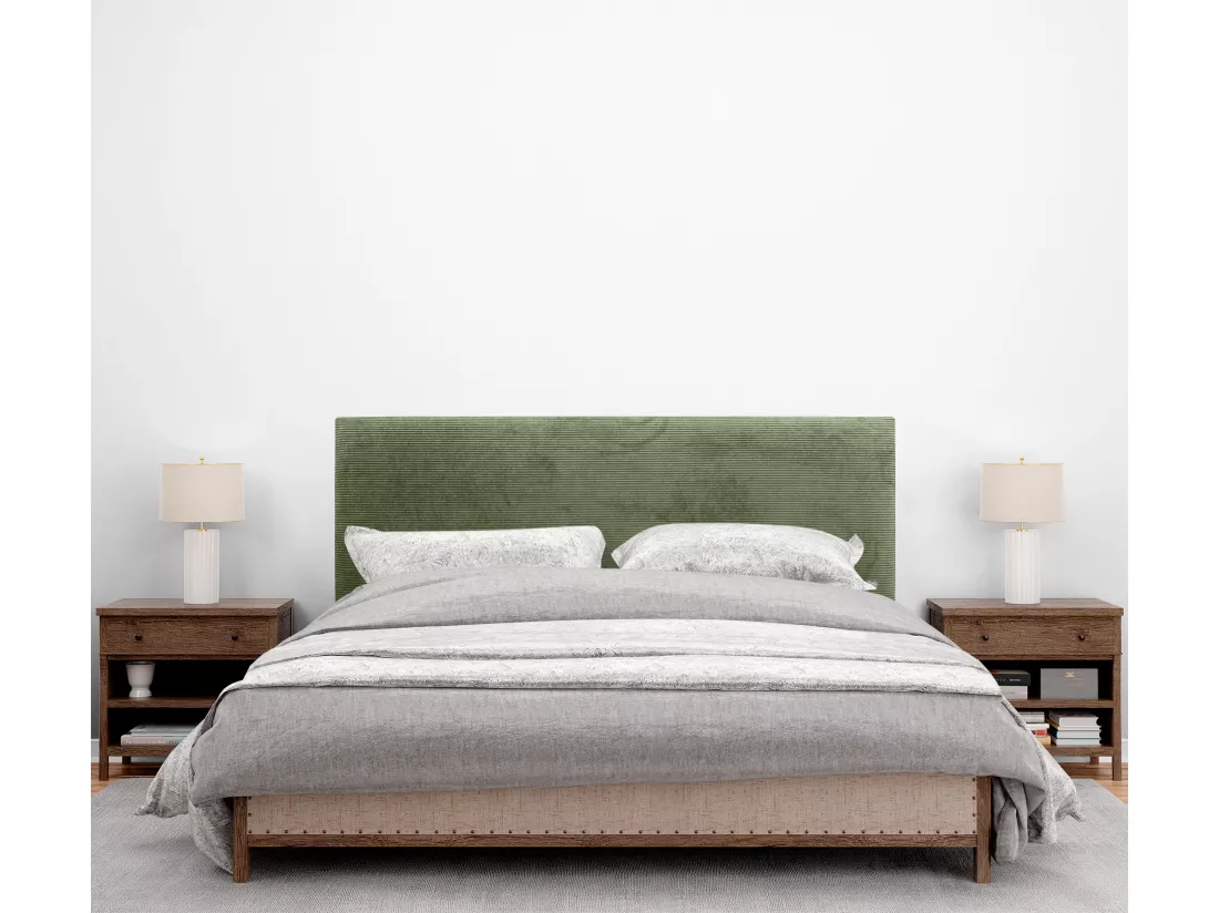 DHOME Tête de Lit Velours Côtelé Uni 135x50 Lits 120/135/140 - Vert Jungle