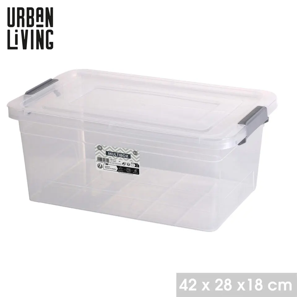 Urban Living Opberg box - 15 ltr - 42 x 28x42cm - deksel en clips
