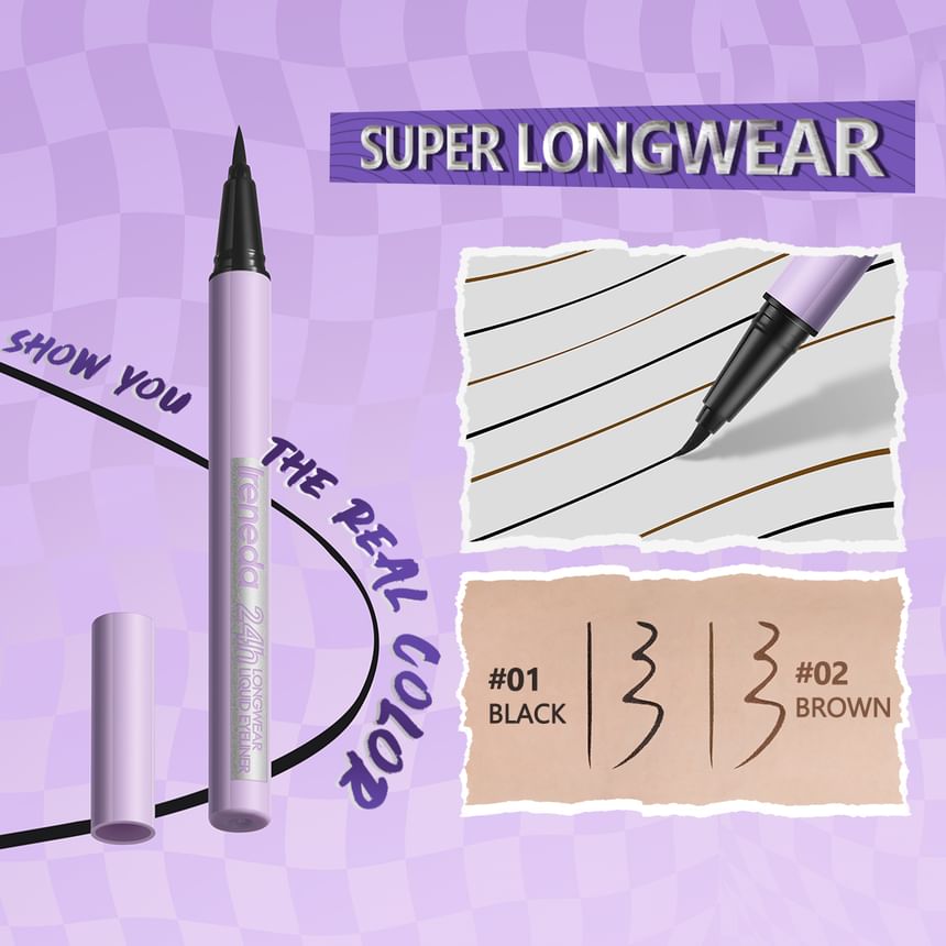 IRENEDA - 24-uurs langhoudende vloeibare eyeliner - 2 kleuren