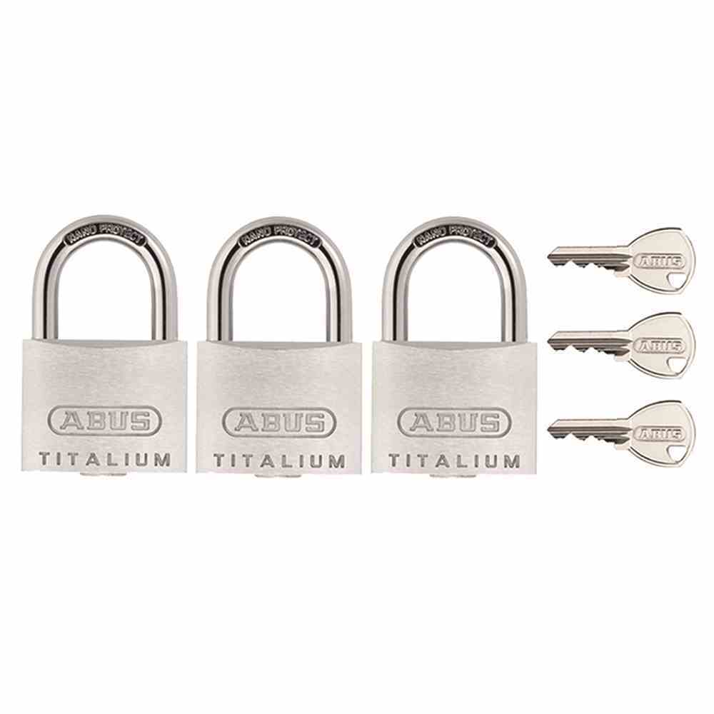 ABUS 3er-Set Vorhängeschloss - silber - Aluminium - 64TI/30