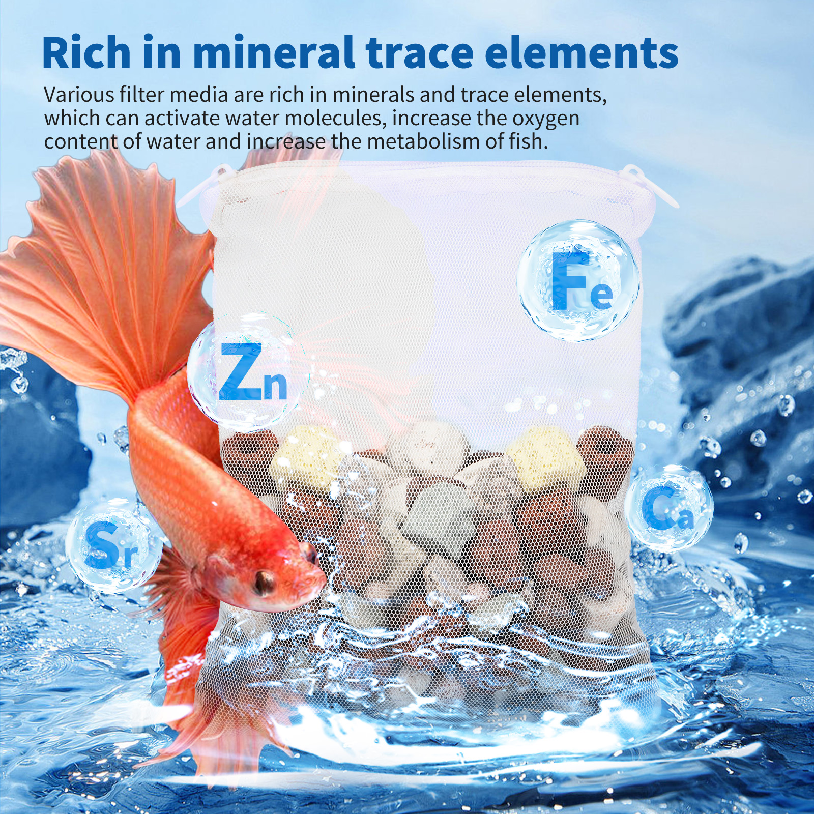 Nobleza - Mídia filtrante 12 em 1 para aquários, anéis de cerâmica, filtro biológico para aquários e tanques de peixes (500g)