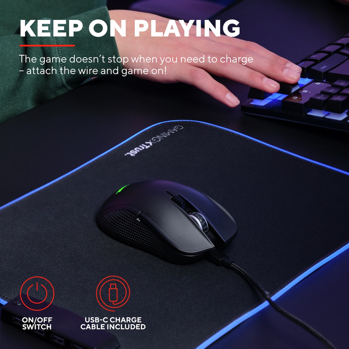 Trust GXT923 YBAR trådløs gamingmus (sort)