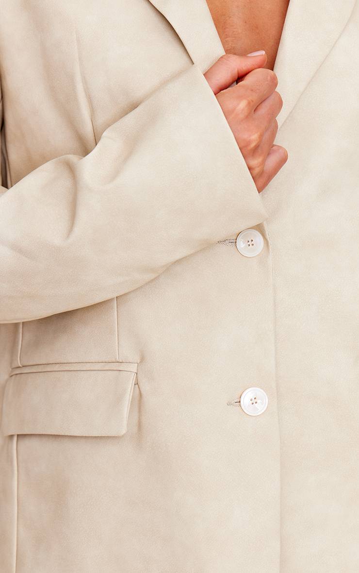Gris Pierre Blazer Oversize Grande Taille En Synthétiquecuir