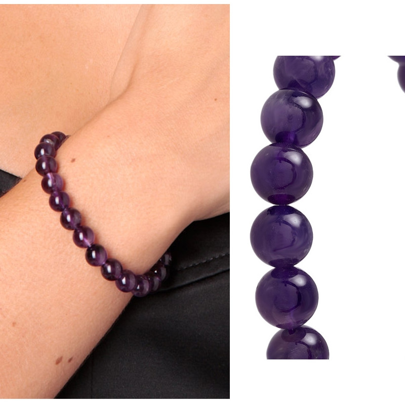 Bracelet Femme Stretch en Perles d'Améthyste Violet