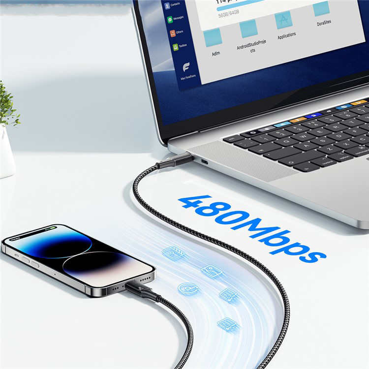 (3m) 29W USB C auf Lightning Ladekabel Nylon Datenkabel mit Power Delivery- Schwarz