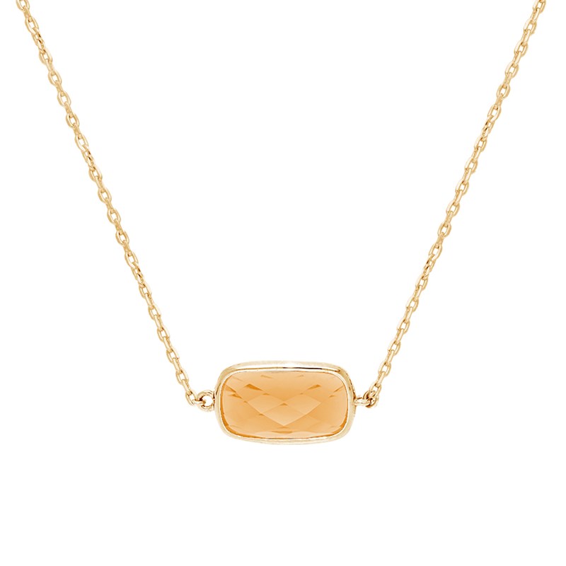 Collier Petit Galet Argent Doré Pierre Pêche
