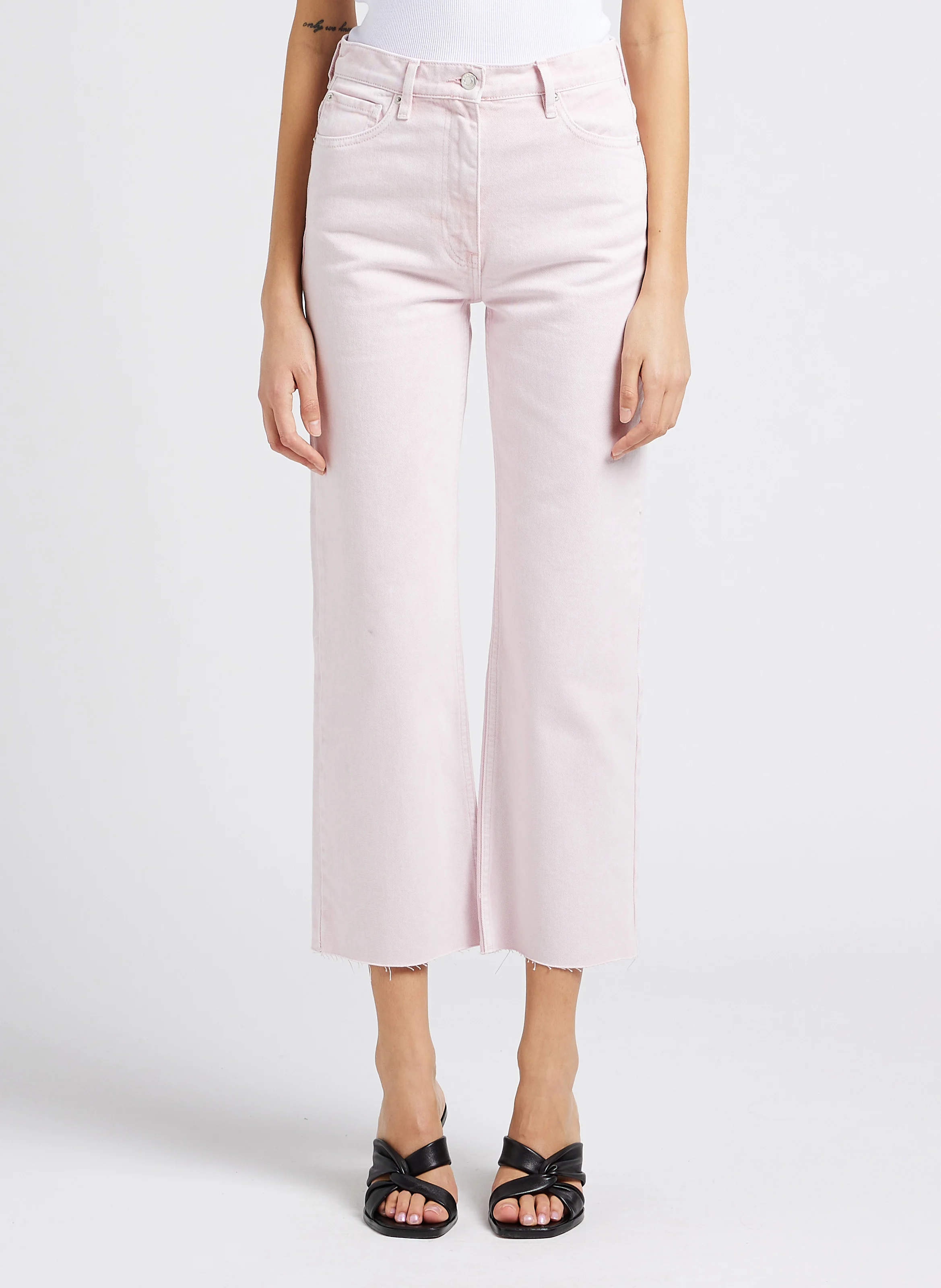 AIDEN - Jean droit taille haute en coton| Rose