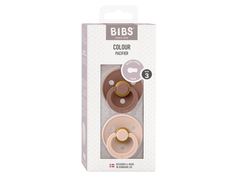Bibs Nuggi rund Latex 2er Set Woodchuck/Blush 12-18 Mt. Doppelpack Schnuller für Babys
