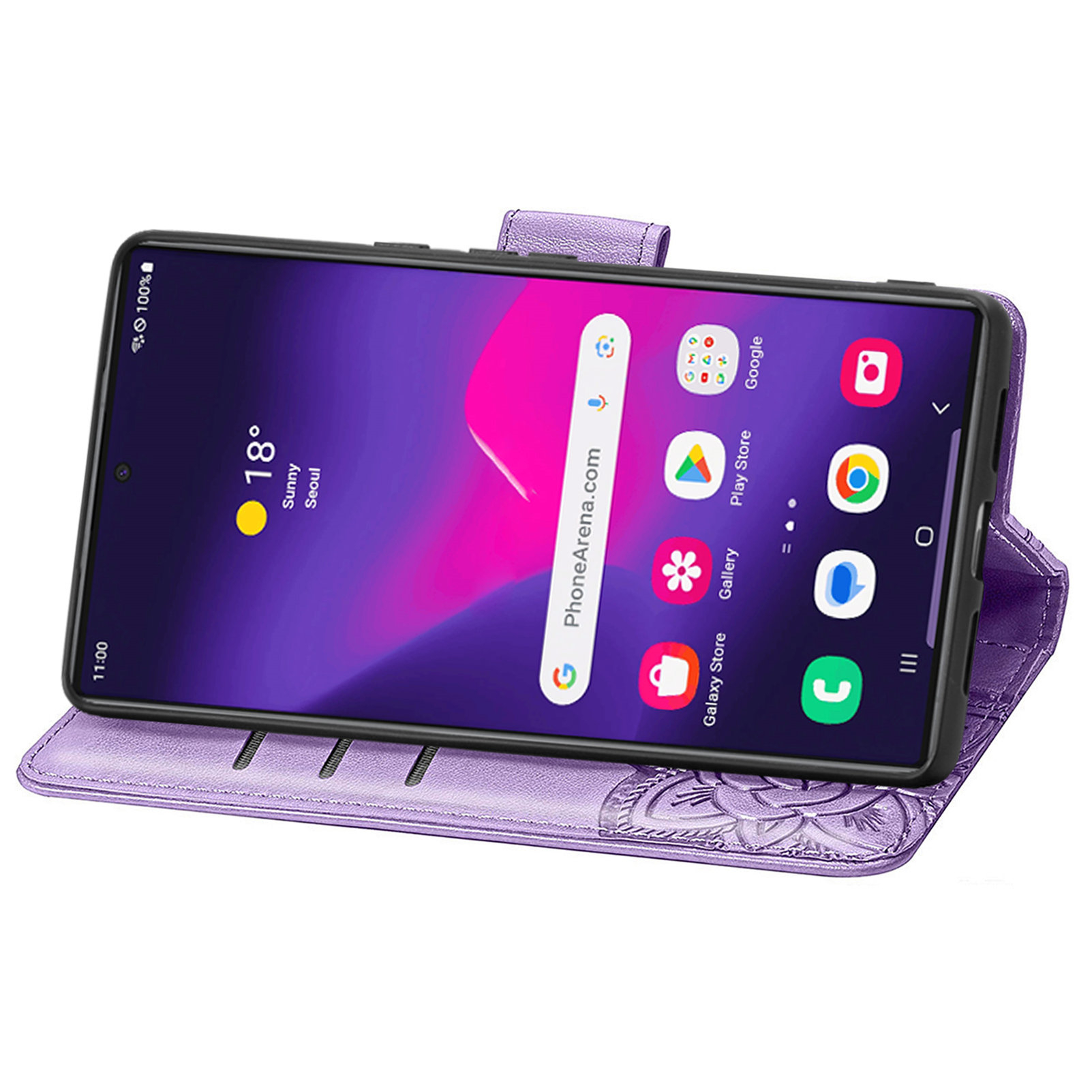 Samsung Galaxy S25 Leder Tasche Flip Cover Schmetterlinge Imprint - Lila