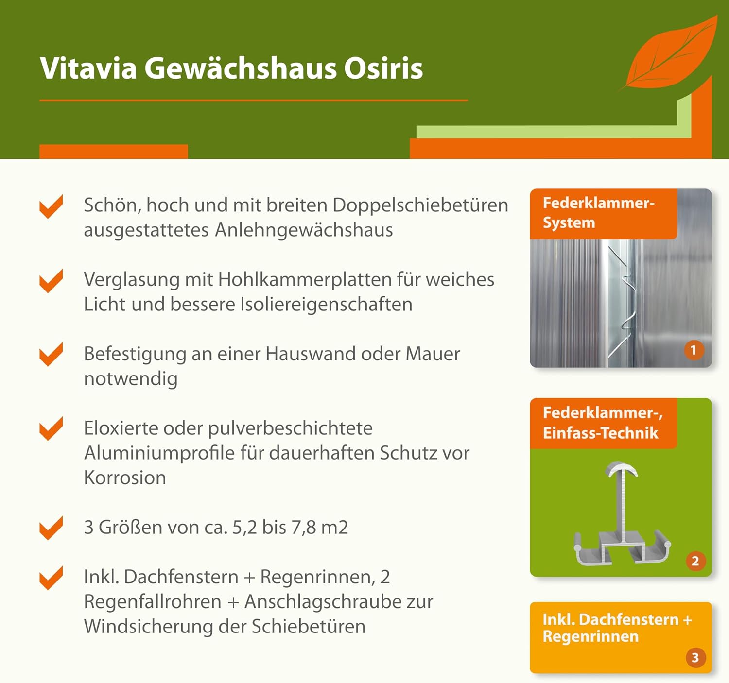 Vitavia Anlehn-Gewächshaus Osiris 7800