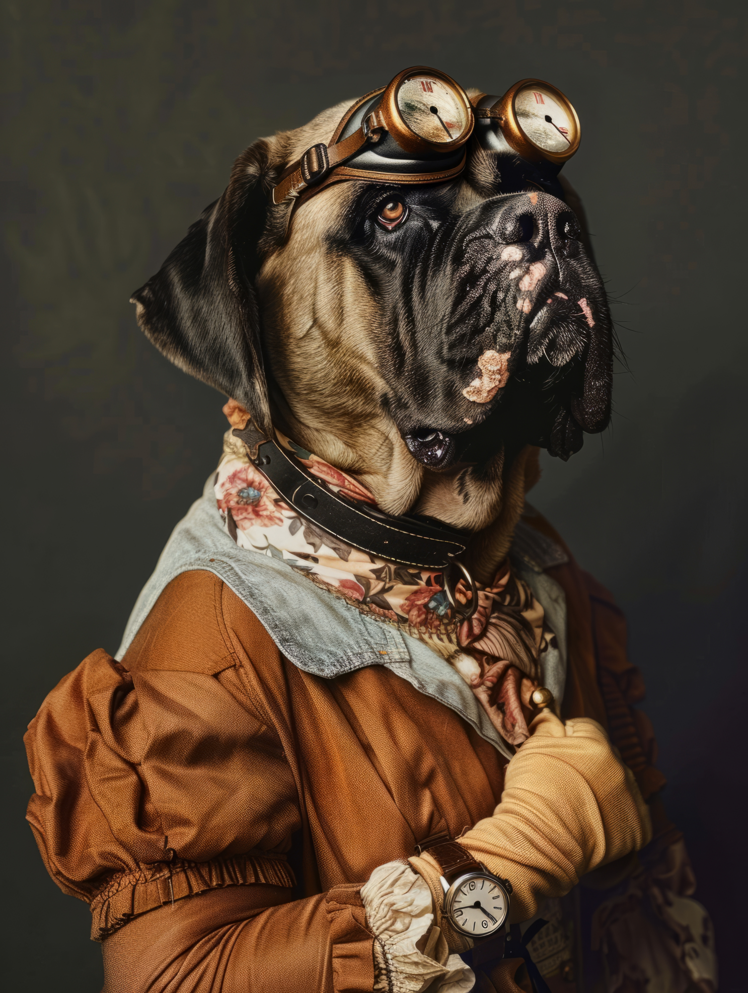 Canvas schilderij van een Mastiff hond 60x80 cm