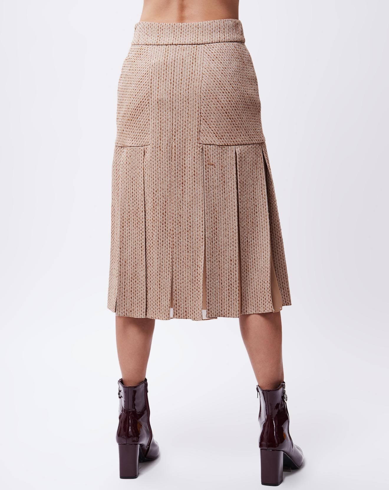 John Galliano Jupe en Laine & Soie Amie marron/beige