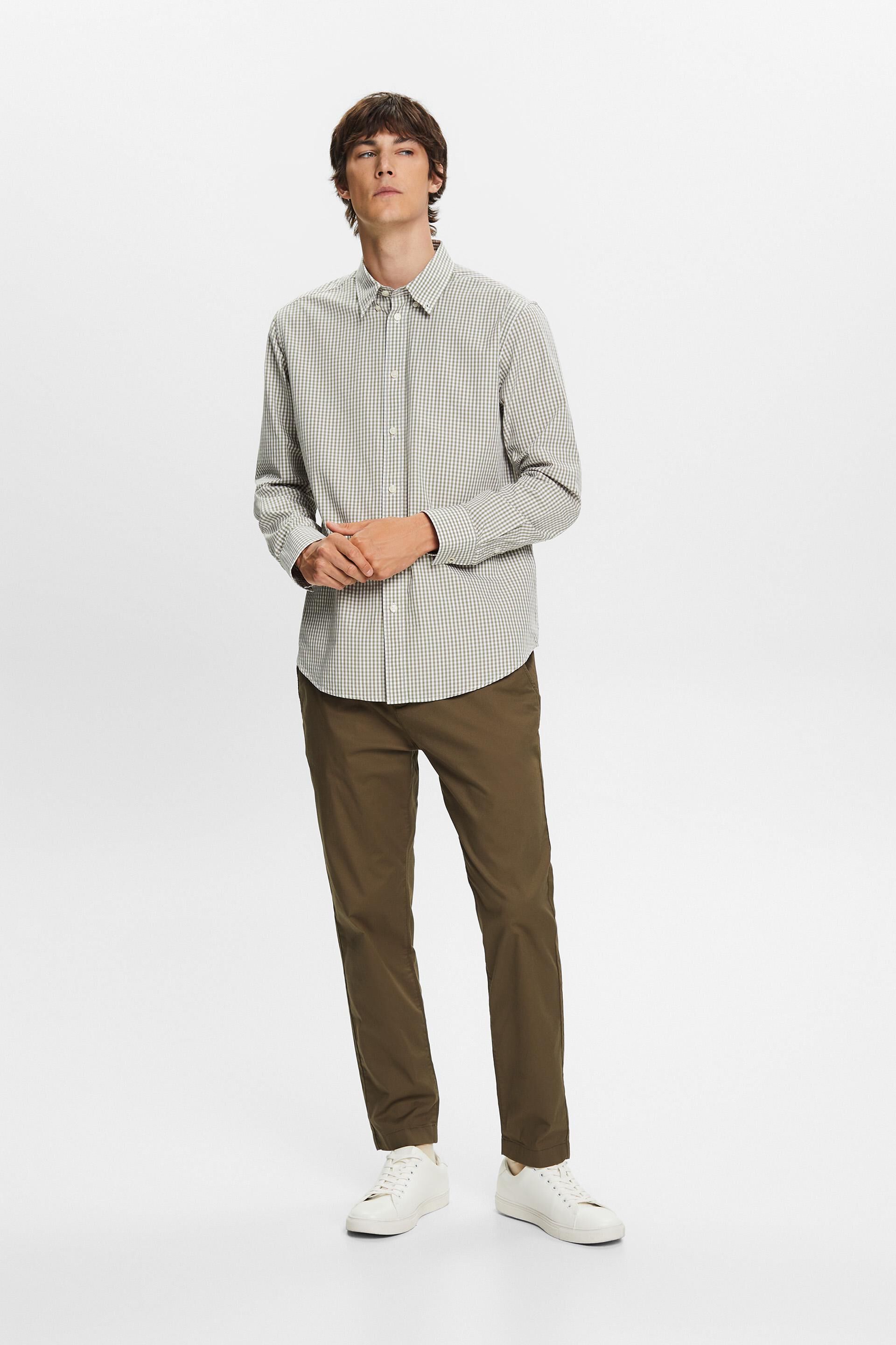 Chemise à col boutonné animée de carreaux vichy, 100 % coton