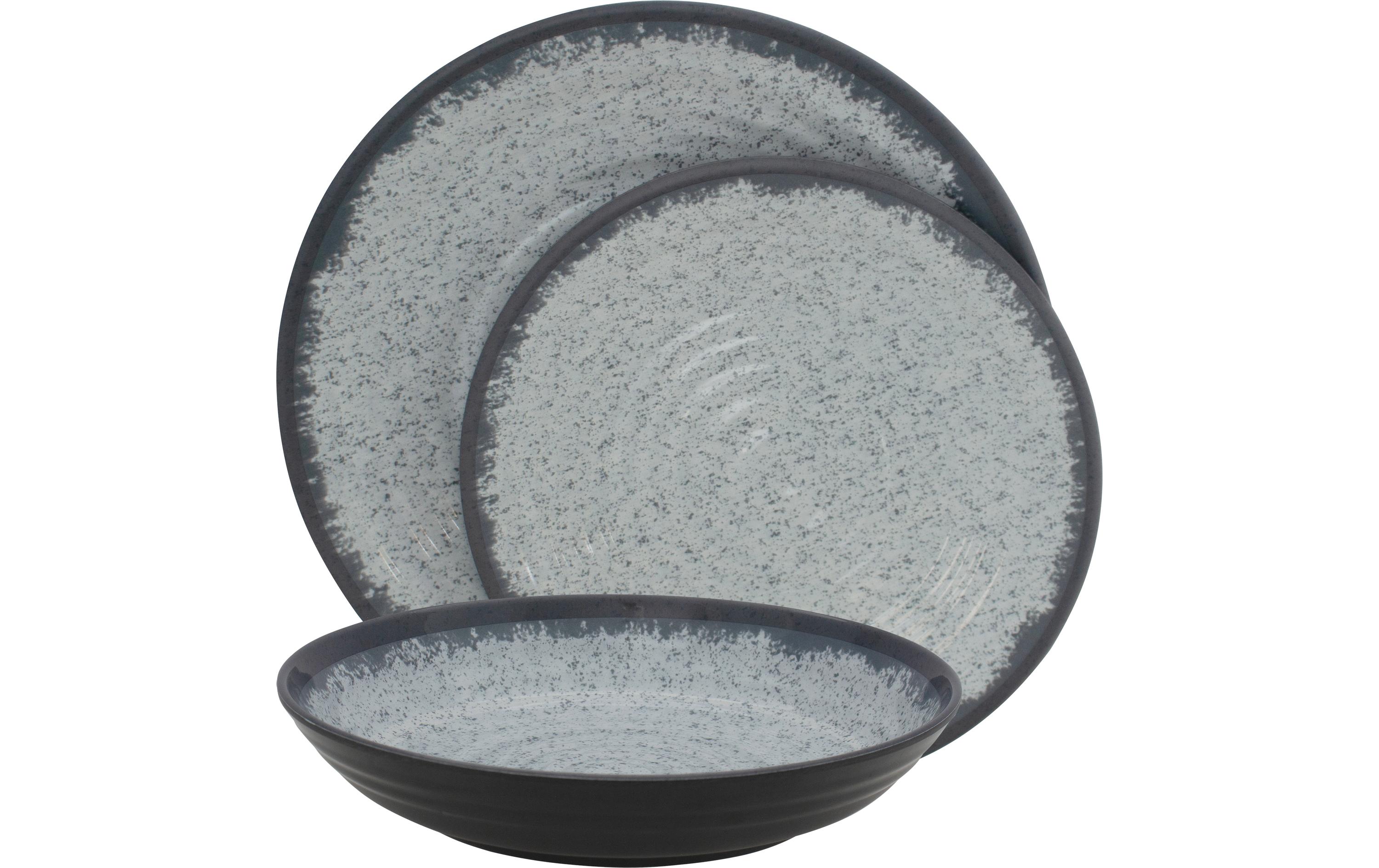 Speise-Service Rock Melamine 16 Stück, Anthrazit16-teiliger Tischgeschirr mit originellem und trendigem Design