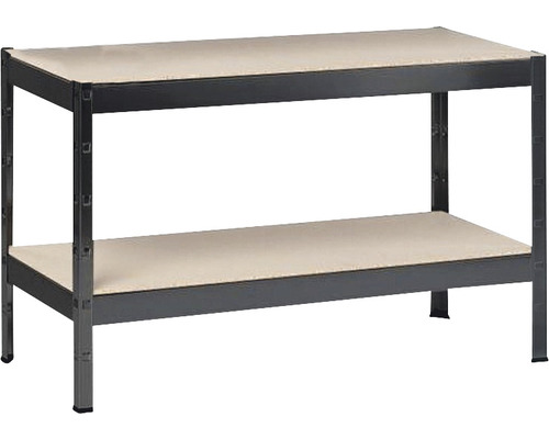 Robuuste stellingkast Schulte, zwarte structuurlak, 43x120x40 cm, 2 houten legplanken, draagvermogen 300 kg
