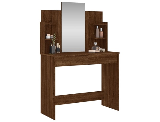 VIDAXL - Coiffeuse avec miroir chêne marron 96x39x142 cm