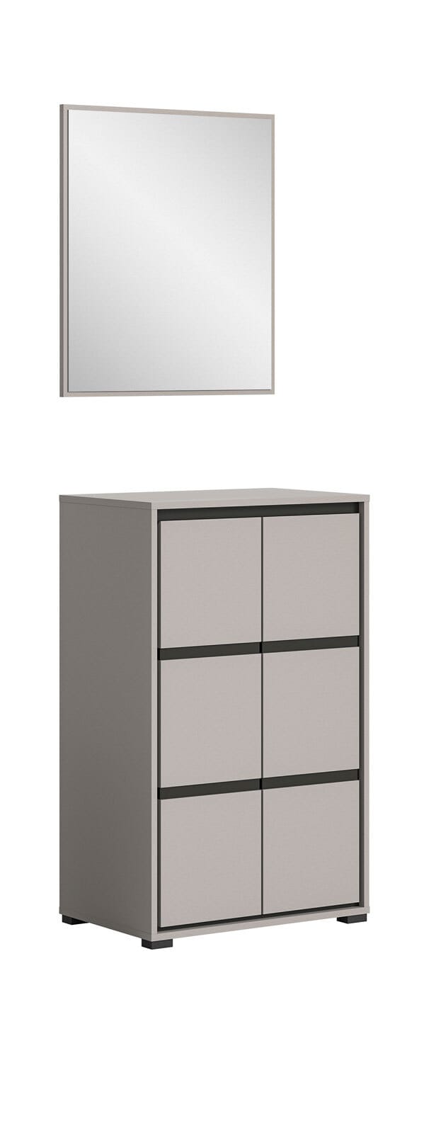 Garderobenkombination Jaru 2-teilig 65 x 196 cm grau/schwarz